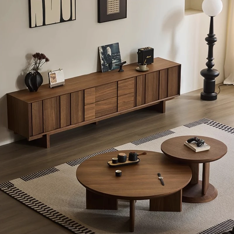 

Solid Wood Tv Stand Retro Tan Console Media Tv Stand Home Items Design Mueble Comedor Tv Moderno Completo House Accessories