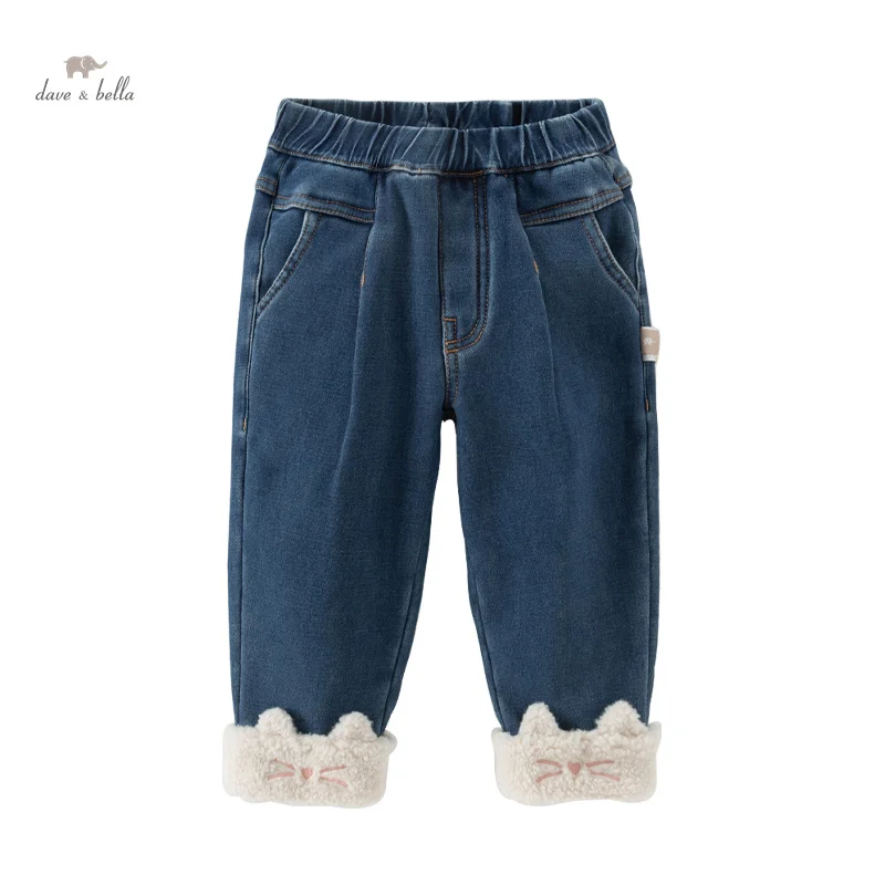 Dave Bella Children Girls Pants 2024 New Autumn Trousers Baby's Jeans Fashion Cute Casual Sweet Pants DB4243179