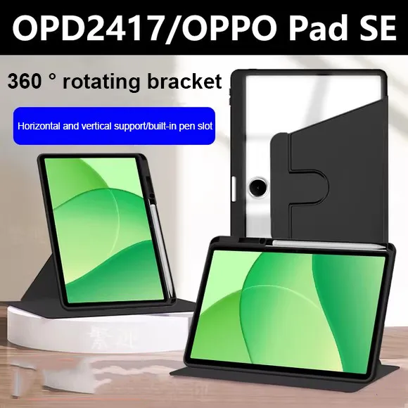 

360 ° Вращающийся кожаный чехол для OPPO Pad SE 11 2025 Pad2 Pad3 11.61 Air 2 Neo 11.4 Air 10.36 3 Pro 12.1 4 Pro 13.2 с слотом для ручки
