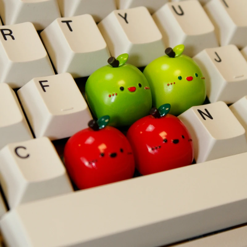 Creative Christmas Theme Keycap Resin Green Christmas Apple/Tree/Candle Personalized Artisan Keycap for Customized Keyboard Gift