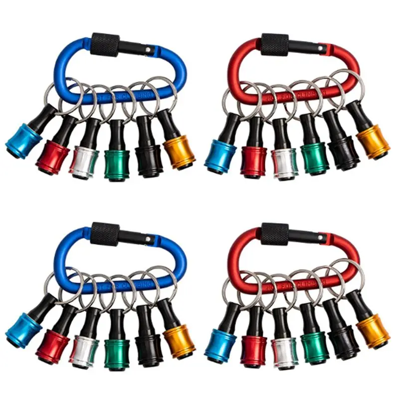 A84X-Bit Holder Keychain,4 Sets Of 12PCS 1/4 Drill Bit Holder, Easy Release And Quick Change Bit Holder