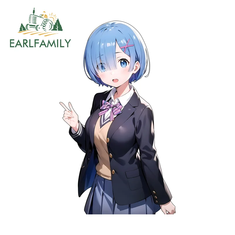 EARLFAMILY Uniform Anime Girls Ram Car Truck Decal Bumper Window Hot Anime Item Decal Simple Scratch-Proof Graffiti Sticker