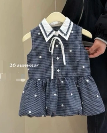 

Girls Summer Dress Children Plaid Vest Dress Children Clothing Baby Girls Princess Dress Sleeveless 2026 New