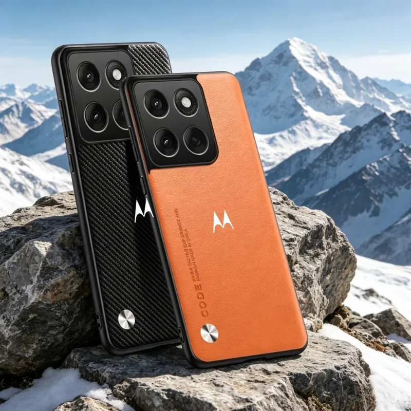 Capa de Couro Minimalista Simples para Motorola Signature Edge 70 Pro Fusion 60 Neo G87 G77 G67 G57 G47 G37 G17 Power, Capa Anti-queda