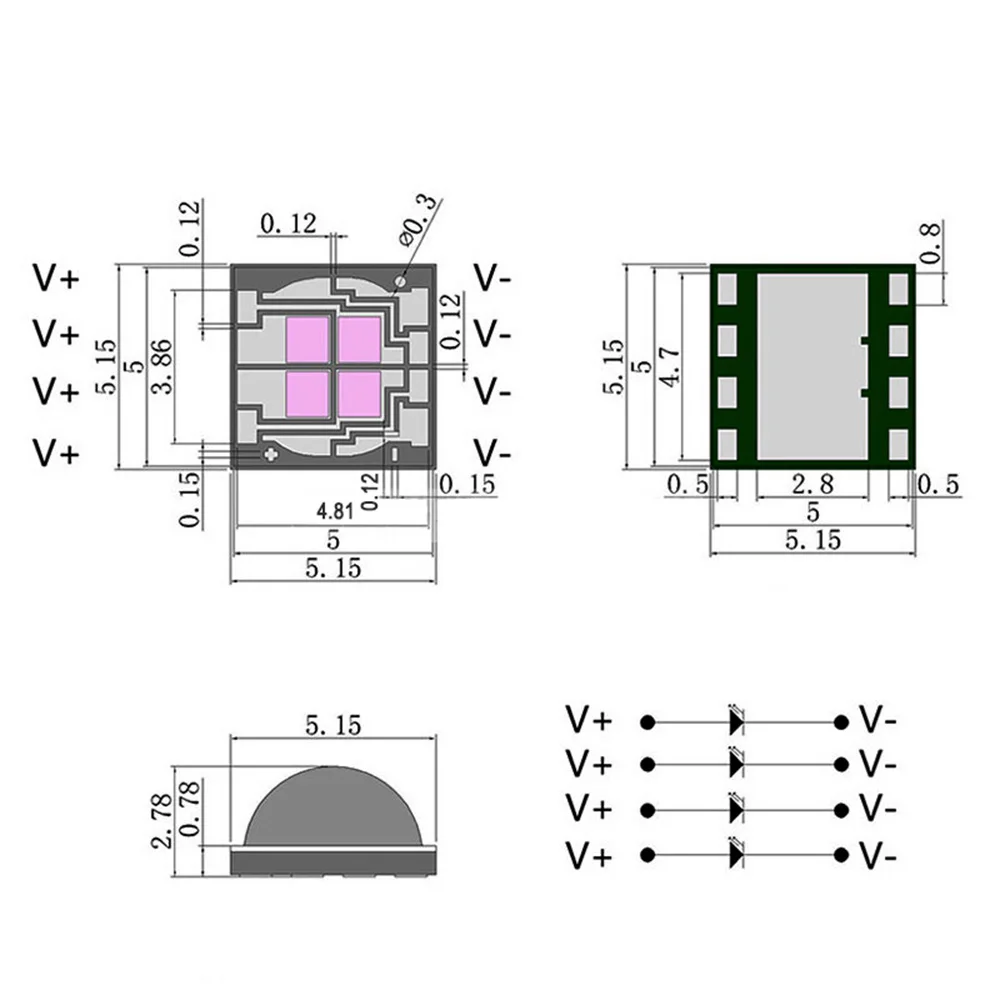 10W UV Ultraviolet 365nm Purple Light 4 In SMD 5050 Ceramic LED Lamp Beads 385nm395nm405nm Welding 20MM Copper Substrate image 5