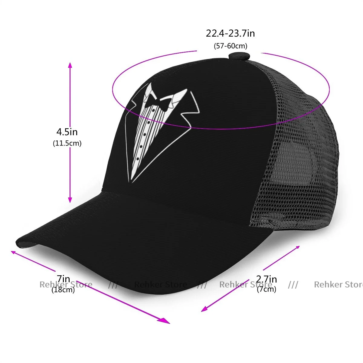 Mens Tuxedo Boxer Snapback Baseball Cap Mesh Hat Trucker Hat Streetwear Dad Hat Dropshipping