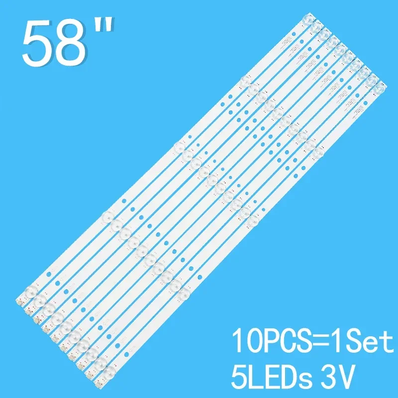 

New 10PCS/lot 574mm 5LEDs 3V one LED For 58" TV JS-D-JP58DM-051EC(00605) R72-58D04-005 57514-1T.60034.10P