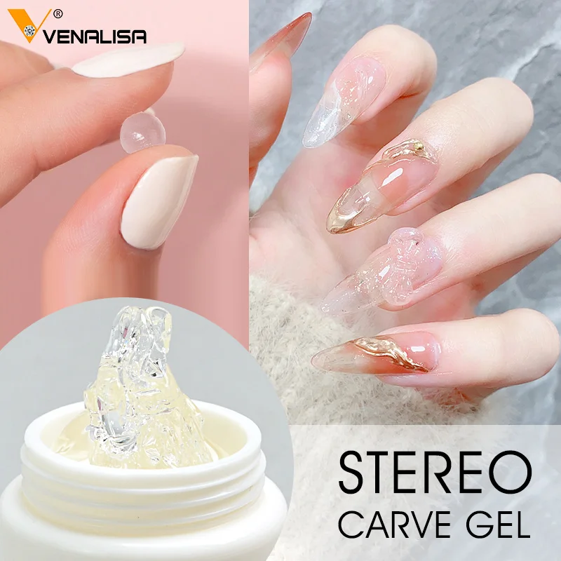 VENALISA Stereo Carve Gel PVC Soft Solid Gel Knead Into Various Shapes Nail Gel Polish For Nail Art Transparent UV Gel Soak Off