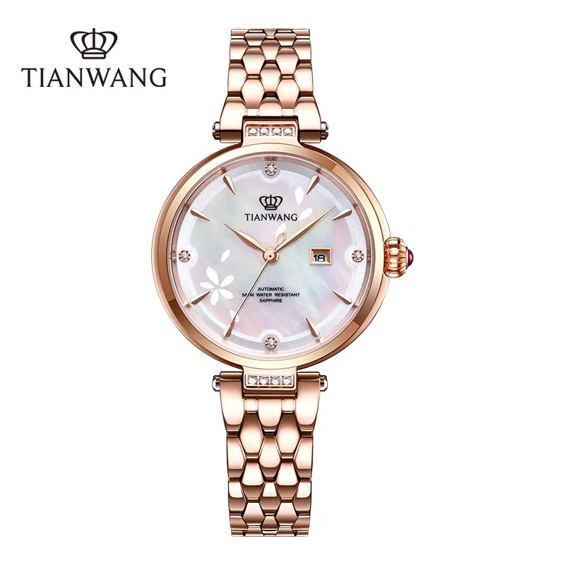 TIAN WANG Women\'s Watches Women Fashion Mechanical Wristwatches Ladies Watch Flowers Series Petal Steel Band Lady Wrist Watch