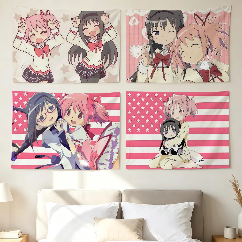アニメ「魔法少女まどか☆マギカ」の旗、リビングルーム、自宅、 - Outdoor Camping Anime のレビューと価格