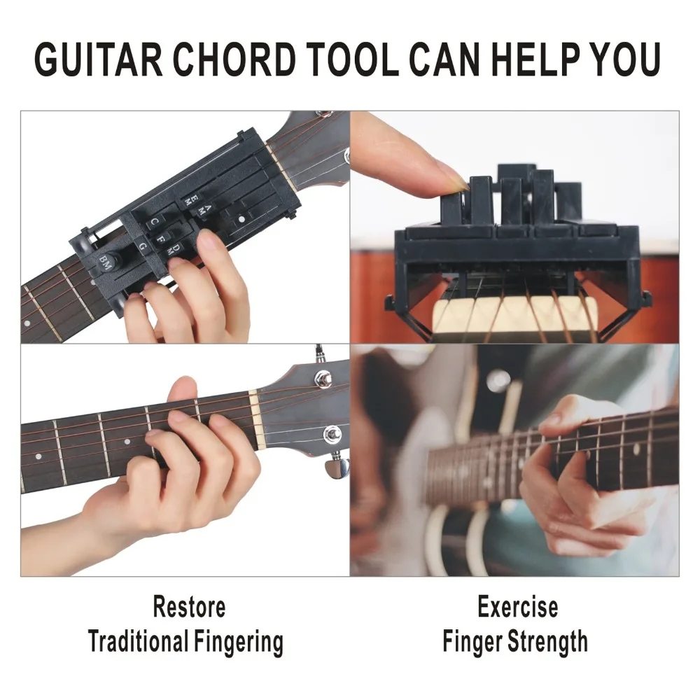 Professional ABS Guitar Chord Trainer With Note Chart Black Guitar Chord Presser Chord Helper Guide For Guitar Instrument Lover