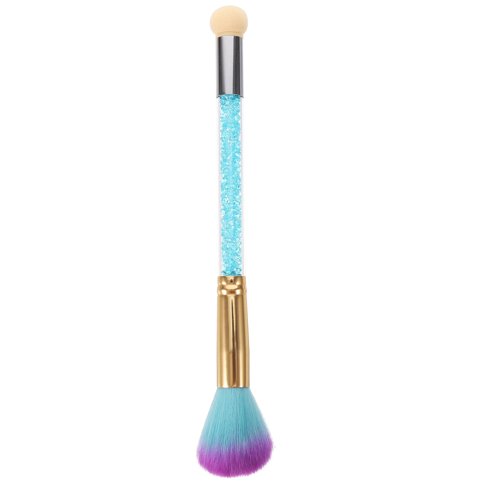 1 個ダブルヘッドネイルダストブラシプロフェッショナルアクリルラインストーンポールマニキュアツールブルーメイクアップブラッシュパウダーブラシネイルアート