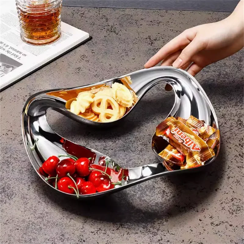 

Snack Dessert Disc Serveware Dish Stainless Fruit Candy Tray Plate Home Table Decoration Dim Sum Dried Serving Bowl