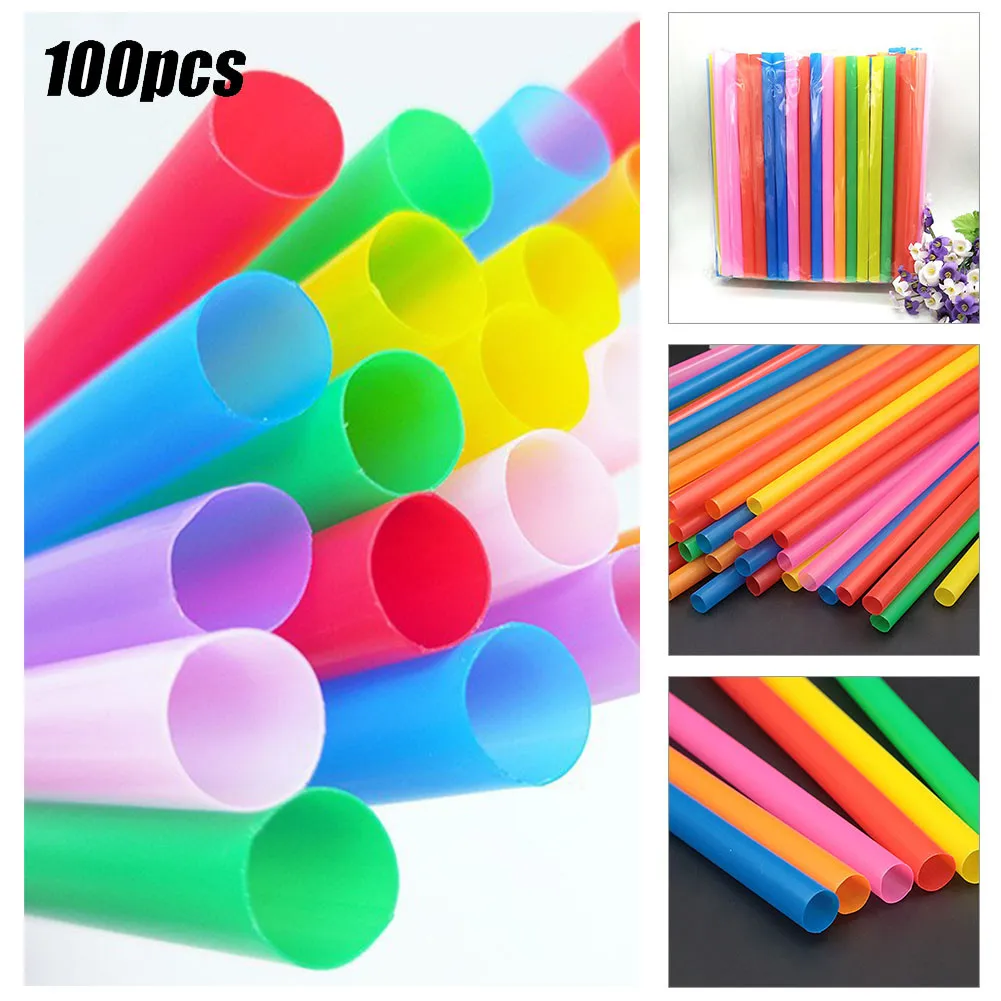 100pcs Extra Wide Boba Bubble Tea Fat Drinking Smoothie Milkshake Straws Assorted For Birthdays Engagement Parties