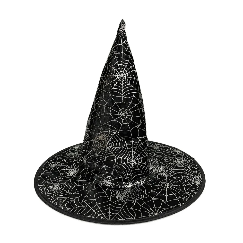 Halloween Party Dress Up Costume Witch Hat Black Mesh for Adults