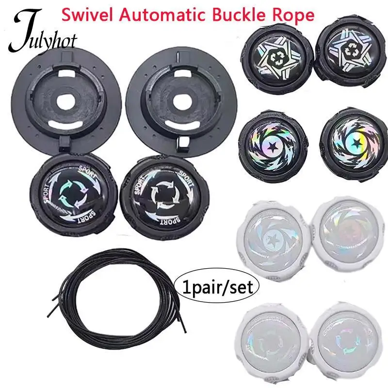 Metal Wire Swivel Automatic Buckle Rope Sneaker ShoeLaces For Kids/Adult No Tie Shoe Laces Quick Lock Shoestrings For Sport Shoe