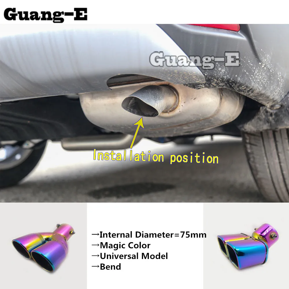 Internal Diameter=75mm/Magic Color/Universal Model Car Muffler Exterior Back End Pipe Dedicate Exhaust Tip Tail Outlet Vent 1pcs