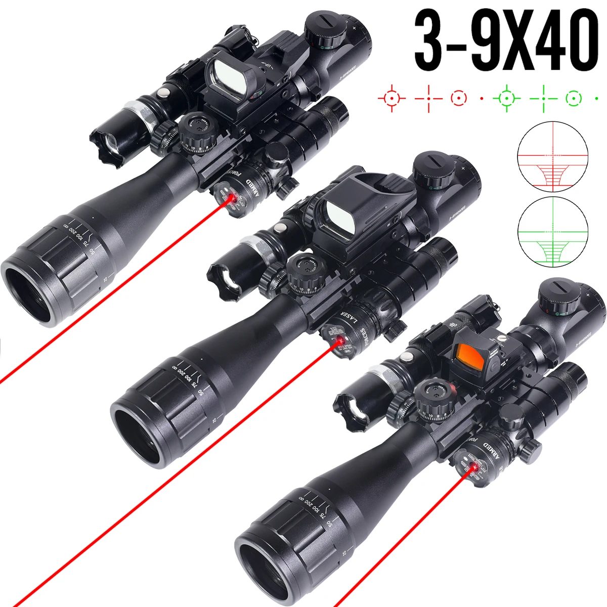 3-9X40AOEG Red Gree…