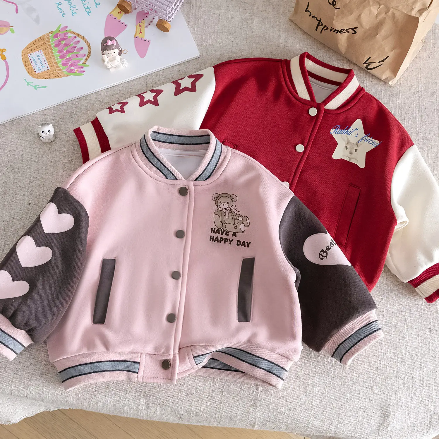 

Girls Jackets Baseball Uniforms Autumn Style Foreign Style Girls Thin Autumn Clothes Jackets Tops
