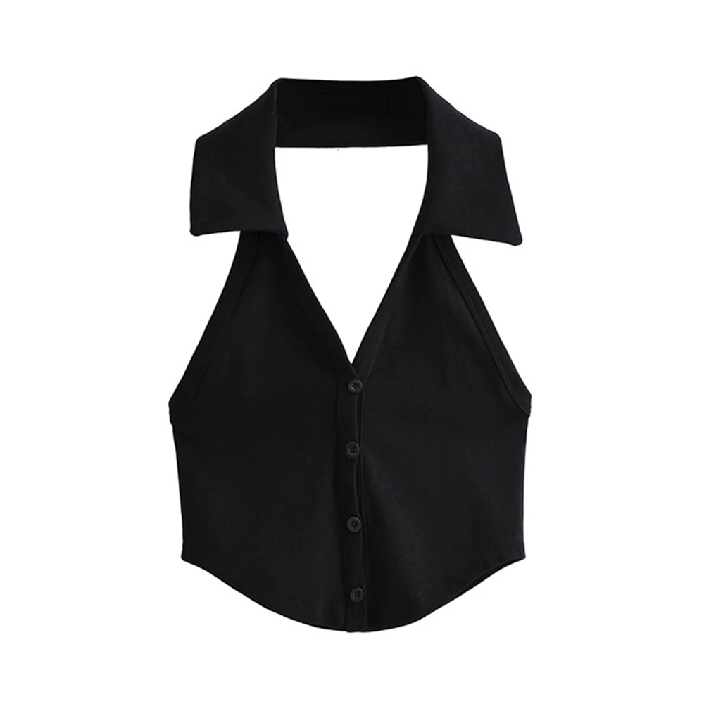 Women's Black Gothic Halter Camisole Y2K Gyaru Emo Cami Top Vacation Style Elegant Off Shoulder Sleeveless Cami Tank Top Summer