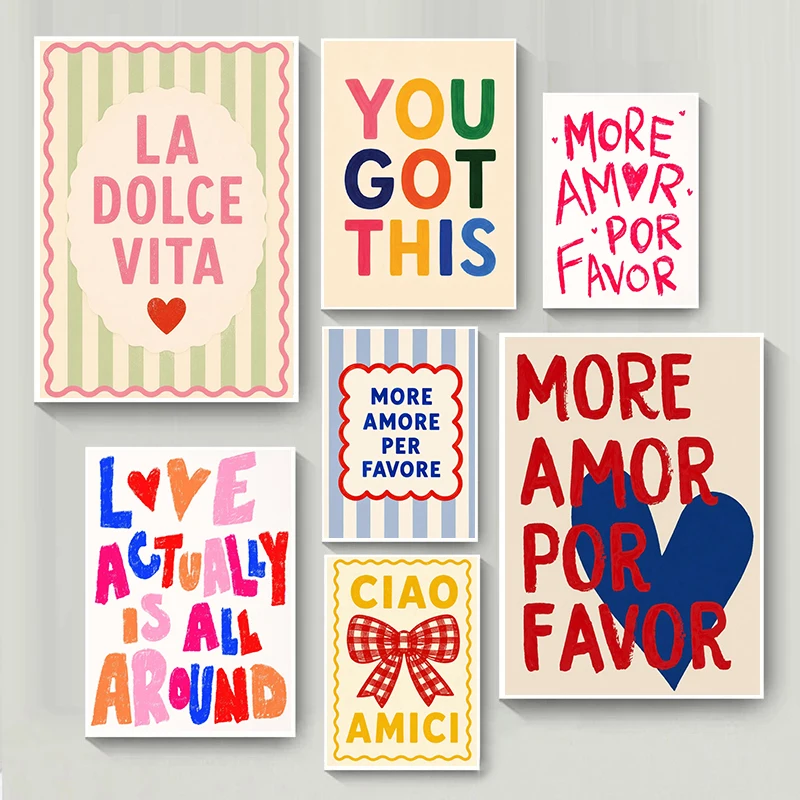 Pink Retro Positive Quote More Amore Per Favore Posters You Got This Prints Canvas Painting Wall Art Pictures Home Room Decor