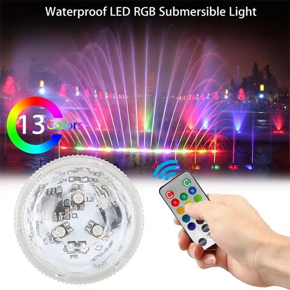 10Pcs/Lot Submersible Underwater Night Lamp For Fish Tank Pond Swimming Pool Ip65 Waterproof Battery Led Remote RGB Light