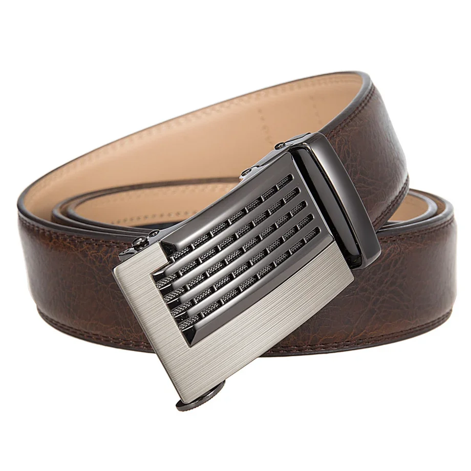 Plyesxale Genuine Leather Belts For Men Luxury Designer Brand 2026 New Automatic Buckle Top Quality Formal Waist Belt Male B1220