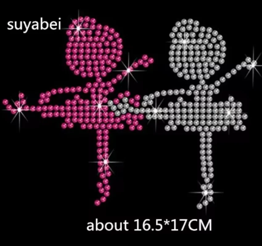 

Iron on Rhinestone Transfer Patches Lover Couple Ballet Dancer Motif Stones Sticker Design for Shirts
