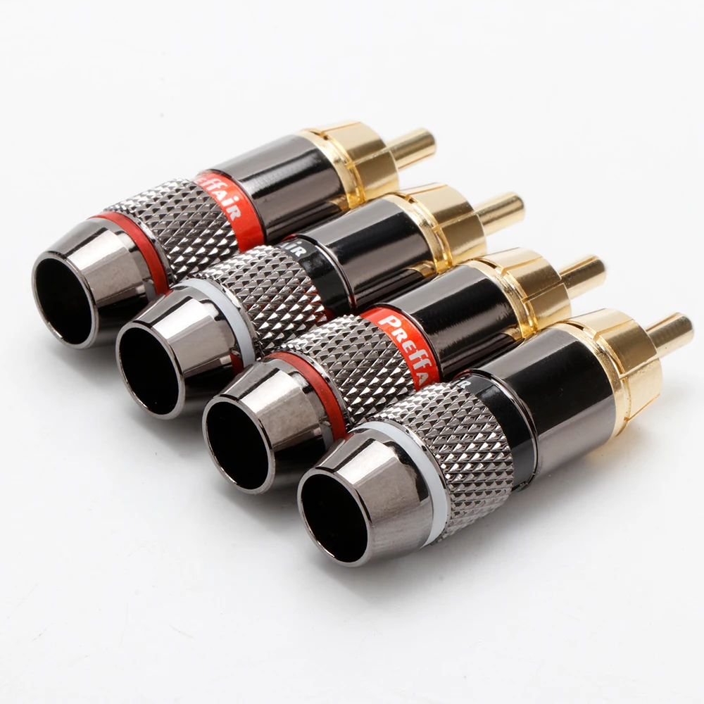 Connecteur RCA en alliage métallique, 4 pièces, vis verrouillée pour soudure, plaqué or, prise mâle RCA, adaptateur Jack pour câble vidéo audio jusqu'à 6mm