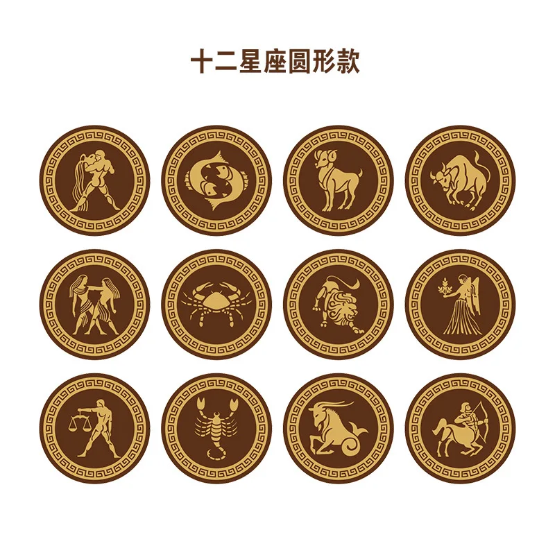 Customized-Border E-commerce Square Negative Ion Energy Zodiac Pattern 24K Metal Phone Sticker/Design