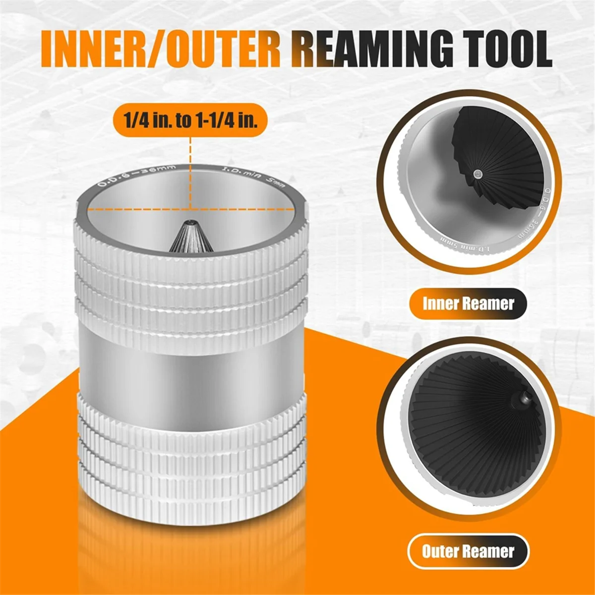

A002 1/4 Inch to 1-1/4 Inch Inner/Outer Reaming Tool, Replace for 29983 Model 223S Reamer, Ream/Deburr/Bevel Aluminum, Copper
