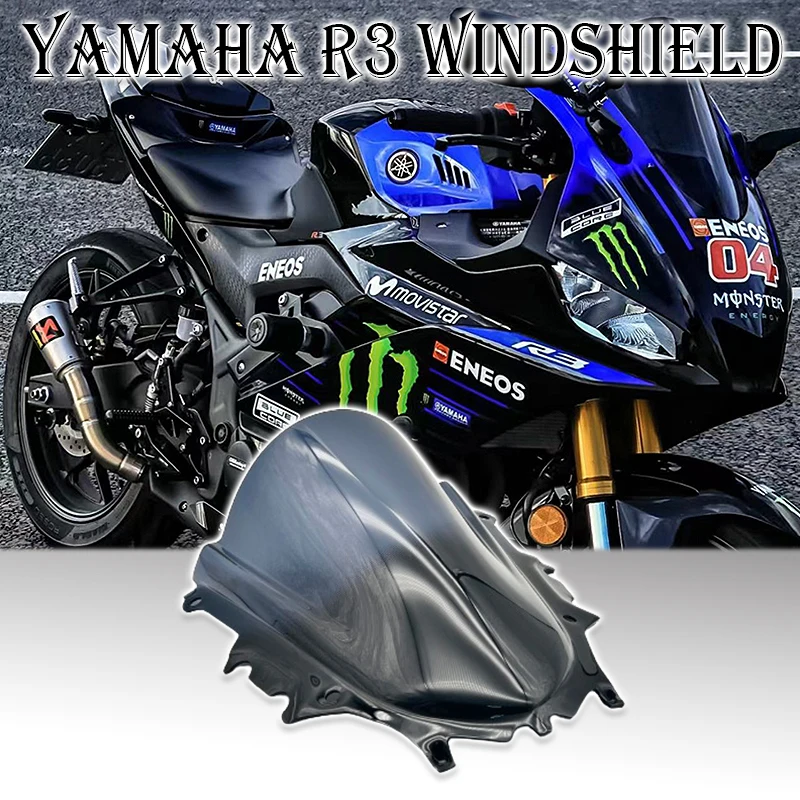 

For Yamaha Yzf-R3 R25 YZF 2019 2020 2021 2022 Sport Touring Windshield Double Bubble Deflector Series R3 RACE HIGH WINDSCREEN