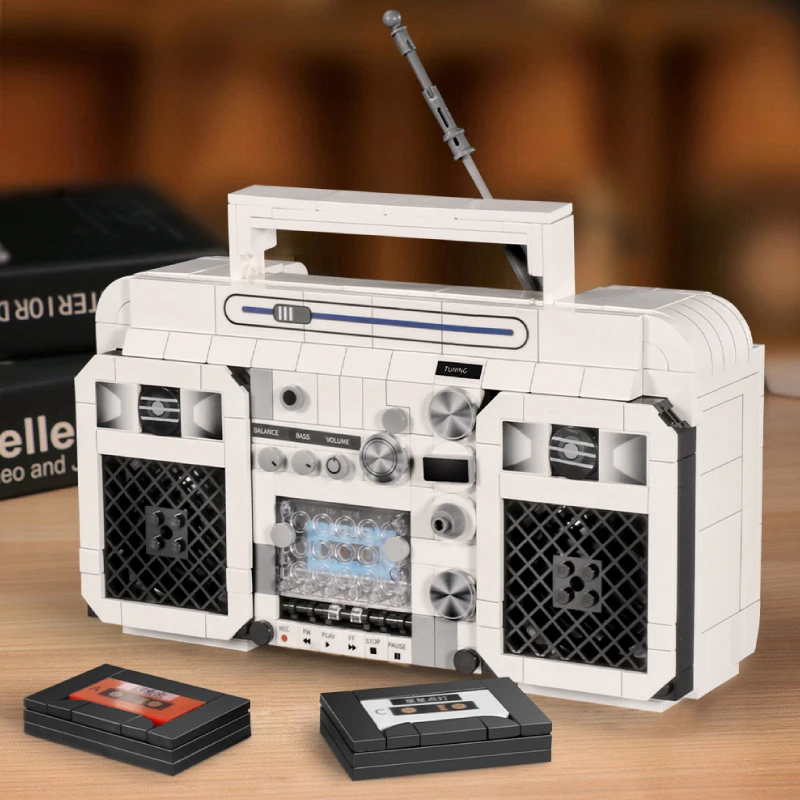 ZHEGAO Vintage Series Micro Particle Building Blocks Typewriter Model Phonograph Classic Telephone Coffee Maker Toy Display Gift