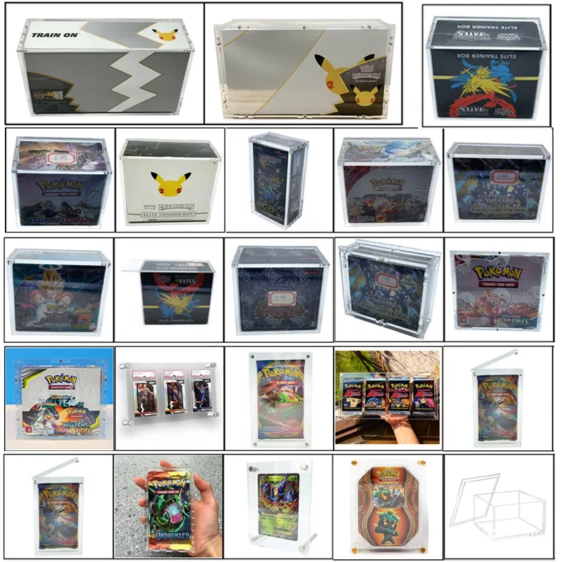 Black frame Booster packs display Case holder Booster box closure case trading cards pack box Single protection Case for pokemon