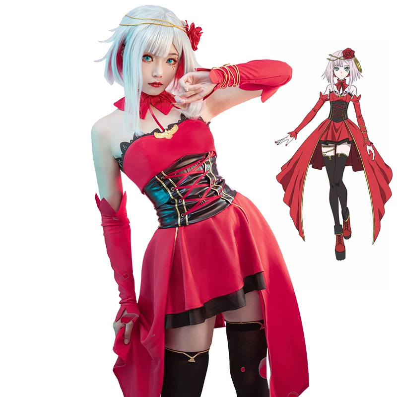 New Anime takt op.Destiny Cosplay Costume Destiny Red Dress Outfit Leggings Headwear Halloween Costumes for Women