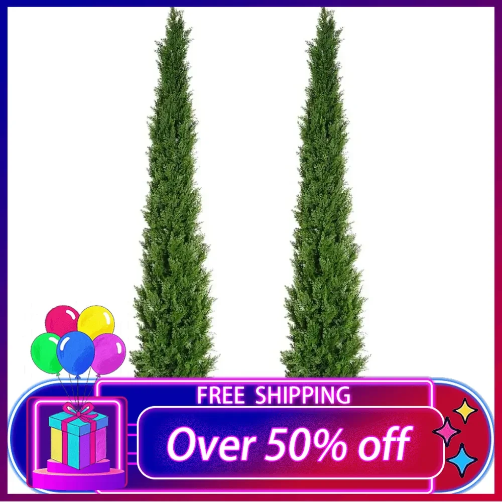 

8 Foot Outdoor Artificial Cedar Topiary Fake Tree, Entryway Decor Faux Cedar Christmas Tree for Indoor and Outdoor Decor(2 Pack)