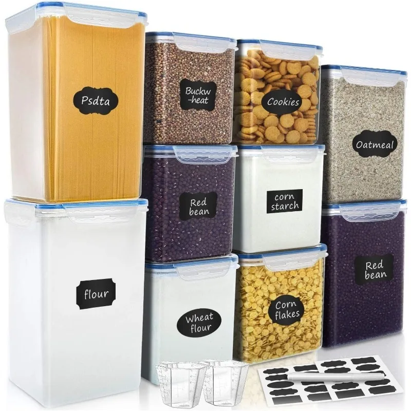 

Large Tall Airtight Food Storage Containers, 10 PACK Plastic Airtight Kitchen & Pantry Organization, Ideal for Flour & Sugar