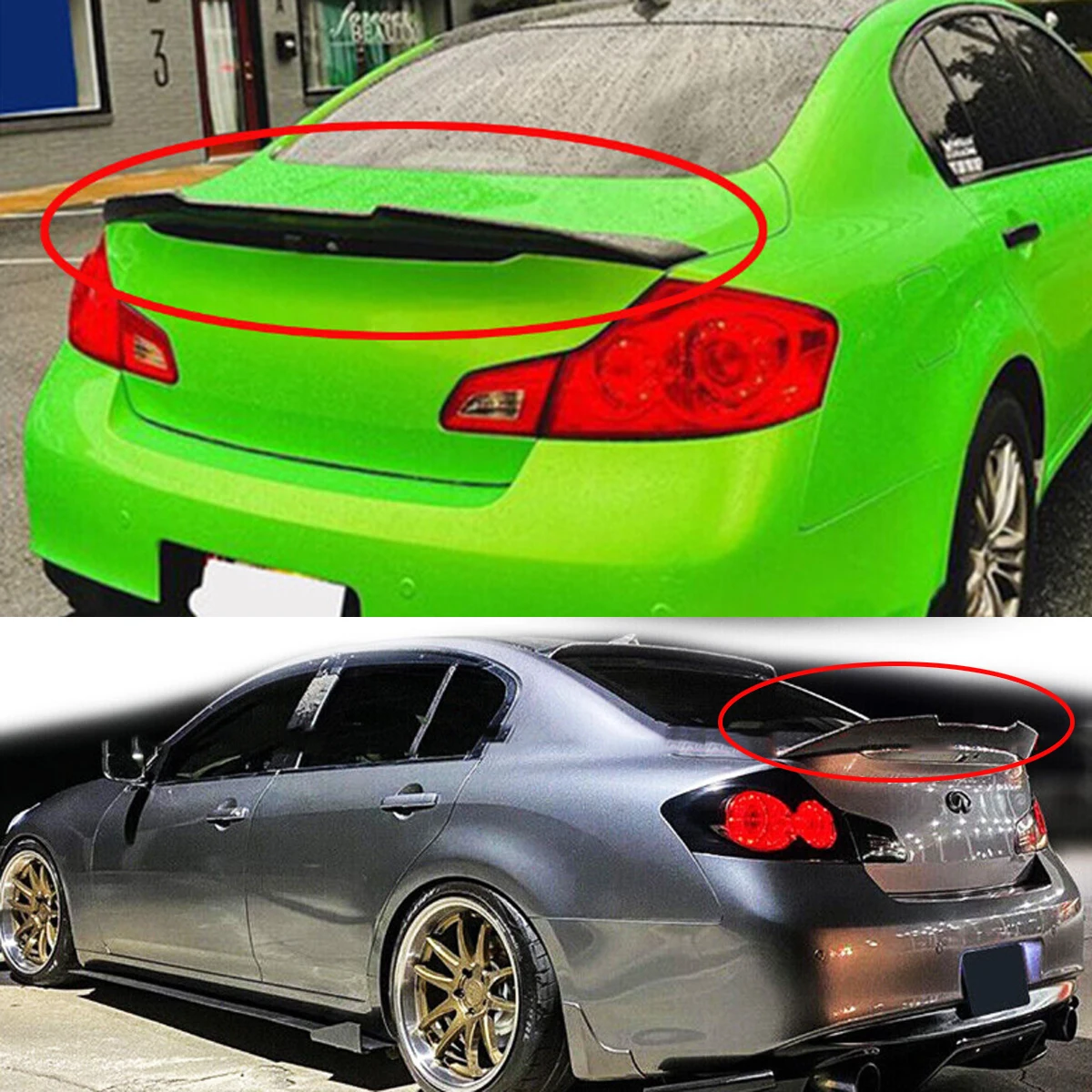

For INFINITI G37 G35 PMS Style Rear Spoiler G25 2007-2015 Sedan 4-Door HighKick Duckbill Trunk Wing Spoiler Roof Tail Fin Trim