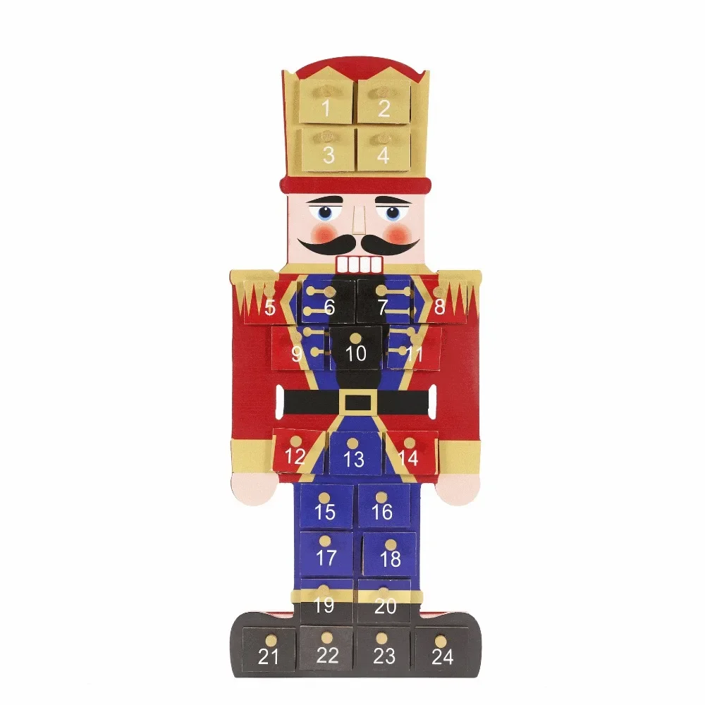 Nutcracker Advent Calendar Traditional Christmas Wood Nutcracker Decor Interior Winter Holiday Decorative Nutcracker Ornament