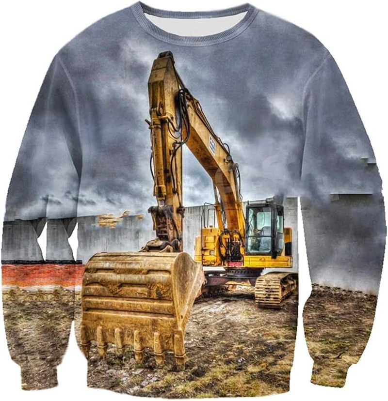 Nieuwe Heren Sweatshirt 3d Print Lasser Werkpak Graafmachine Grafische Heren Plus Size Casual Ronde Hals Trui Straat Mannen kleding