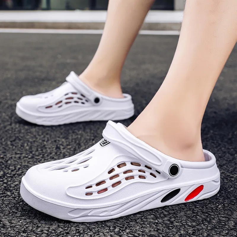 Summer Quick Dry Flat Classical Men Women Clogs Plus Unisex Beach Sandals Light Weight Hollow Slippers Crocks Shoes Platform