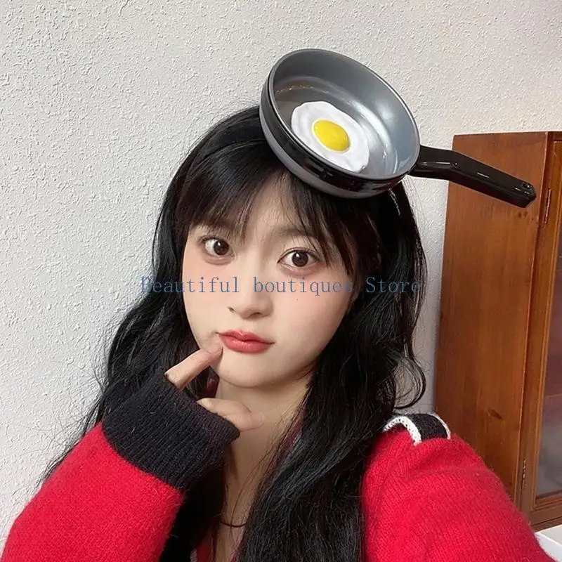 

U4LF Novelty Pan Fried Egg Headband Hair Hoop Halloween Funny Headbands For Party