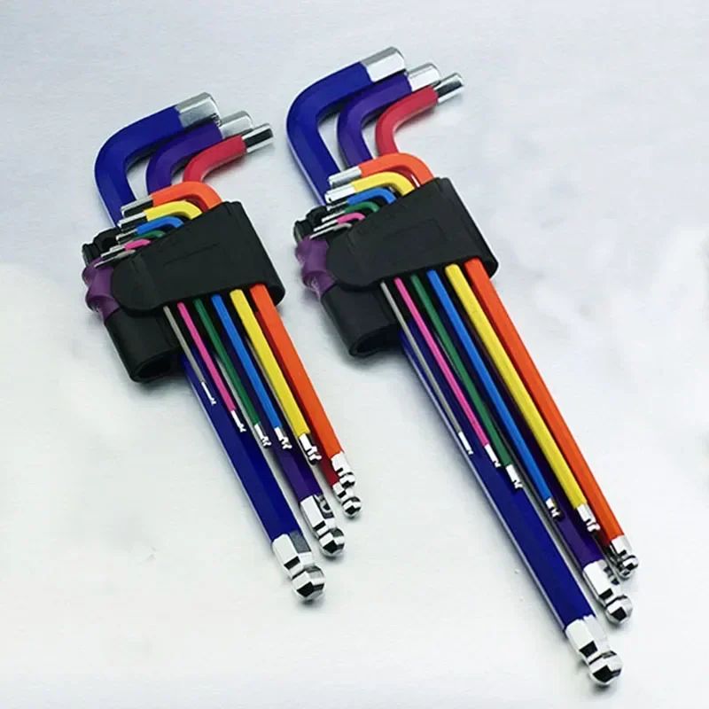 

9Pcs Color Coded Ball-End Hex Allen Key L Wrench Set Torque Long Metric With Sleeve Hand Tools Bicycle Accessories 1.5mm-10mm