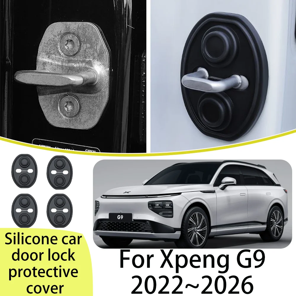 

Для Xpeng G9 2022 ~ 2026 2023 2024 2025 2026 автомобильный дверной силиконовый замок защитный чехол водонепроницаемый нержавеющий буфер амортизирующие аксессуары для интерьера