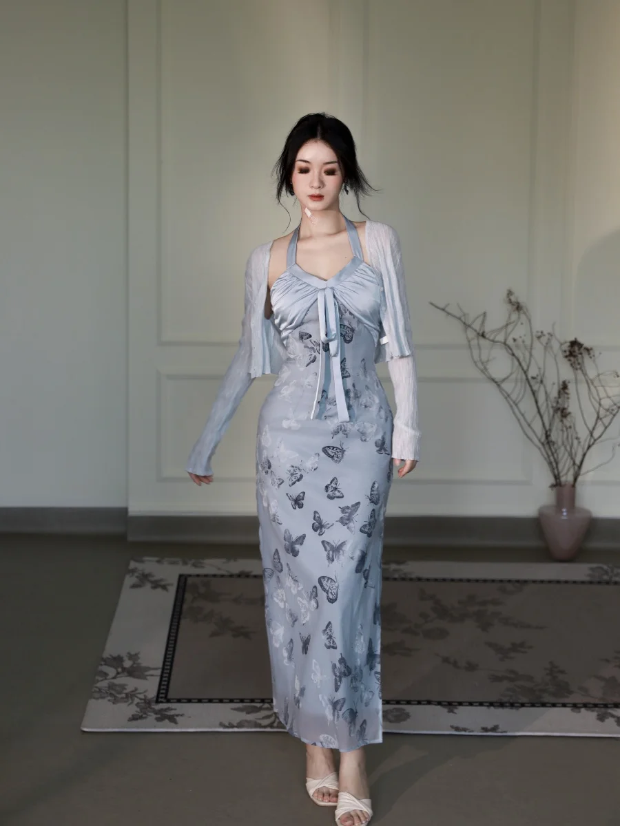 

Элегантное летнее платье-футляр Ele Floing с бретельками для коррекции фигуры, прямая скидка 90%, повседневное, из других материалов, вечернее