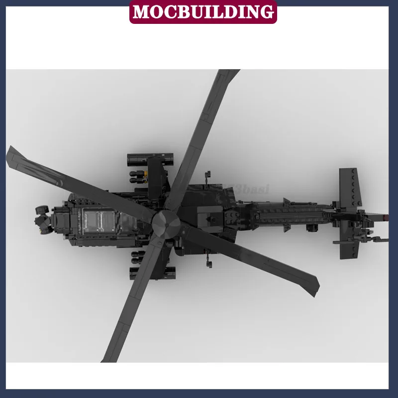 MOC City Helicopter AH-64E Model Building Block Assembly Aircraft Transport Vehicle Boy Birthday Gift Toy