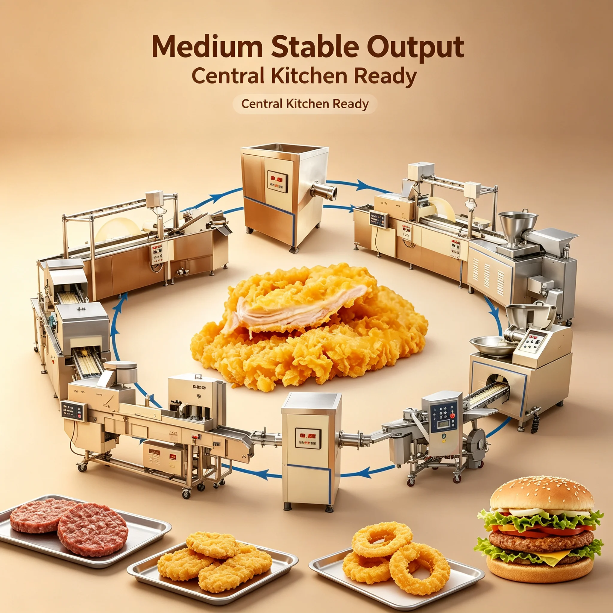 Export‑Standard Food Processing Machinery for Chicken Nugget Beef Cutlet Global Frozen Snack Factory Deployment