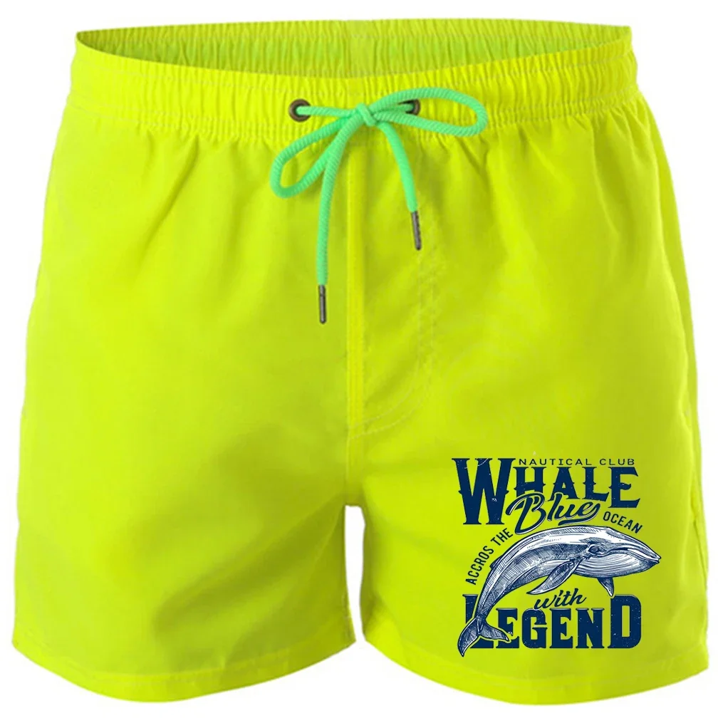 Men's Swimming Shorts Summer Whale Pattern Beach Shorts Sexy Swimming Shorts Low Rise Breathable Surfing Quick Drying Shorts