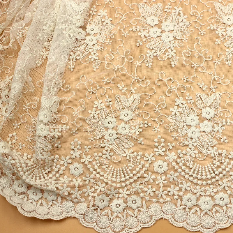 3Yards/Lot Wave Edge Soft Mesh Embroidery Lace Trim 40CM Wide Fabric Table Flag Dress Skirt Curtain Sofa Clothing Accessories