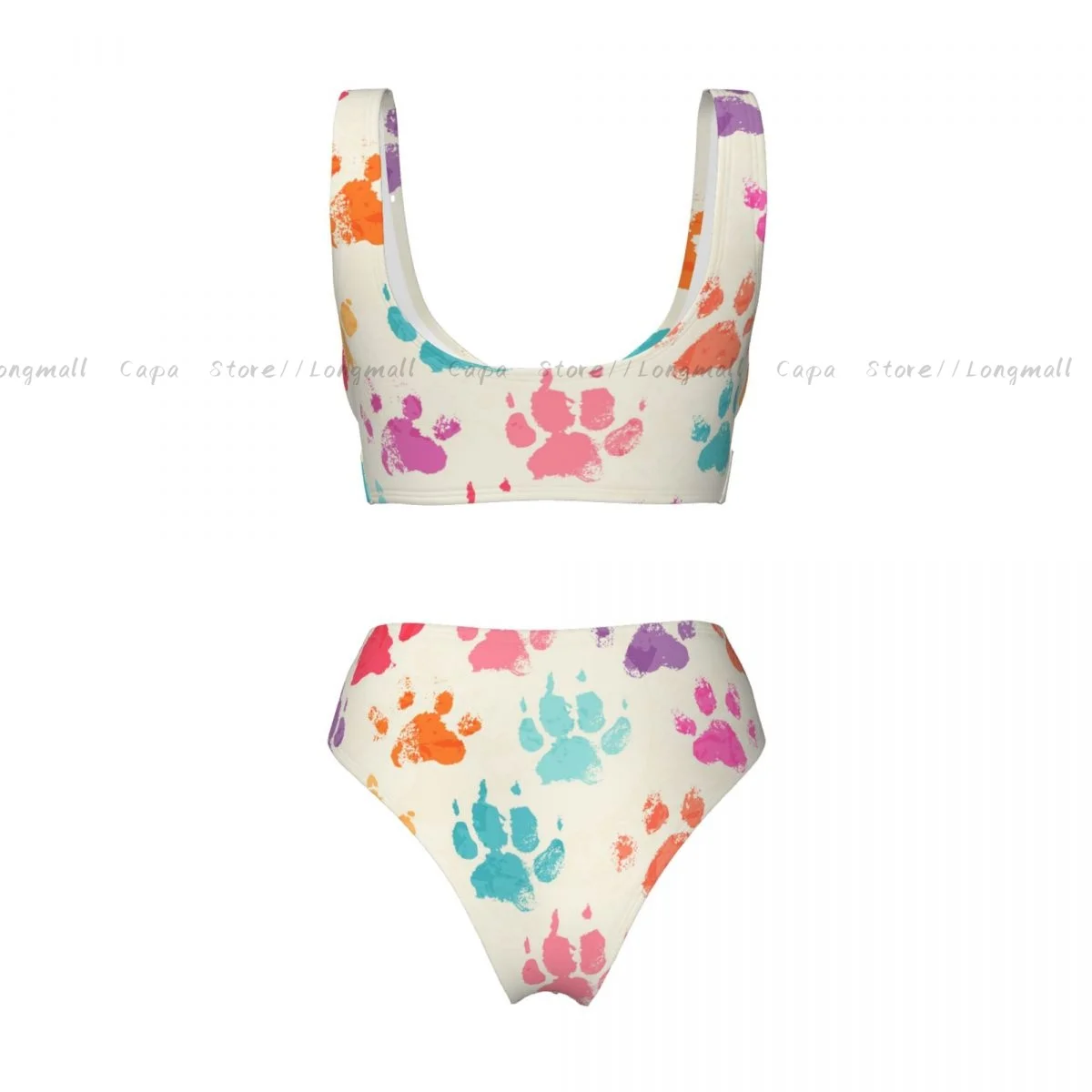 Frauen Bikini Set Bunte Hunde Pfoten Badeanzug Push-Up Weibliche Bademode Badeanzug